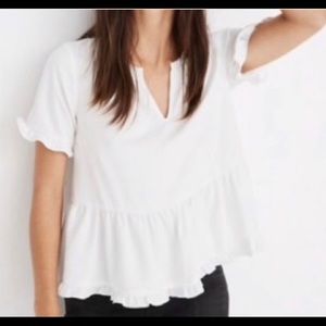 MADEWELL White Ruffle peplum top